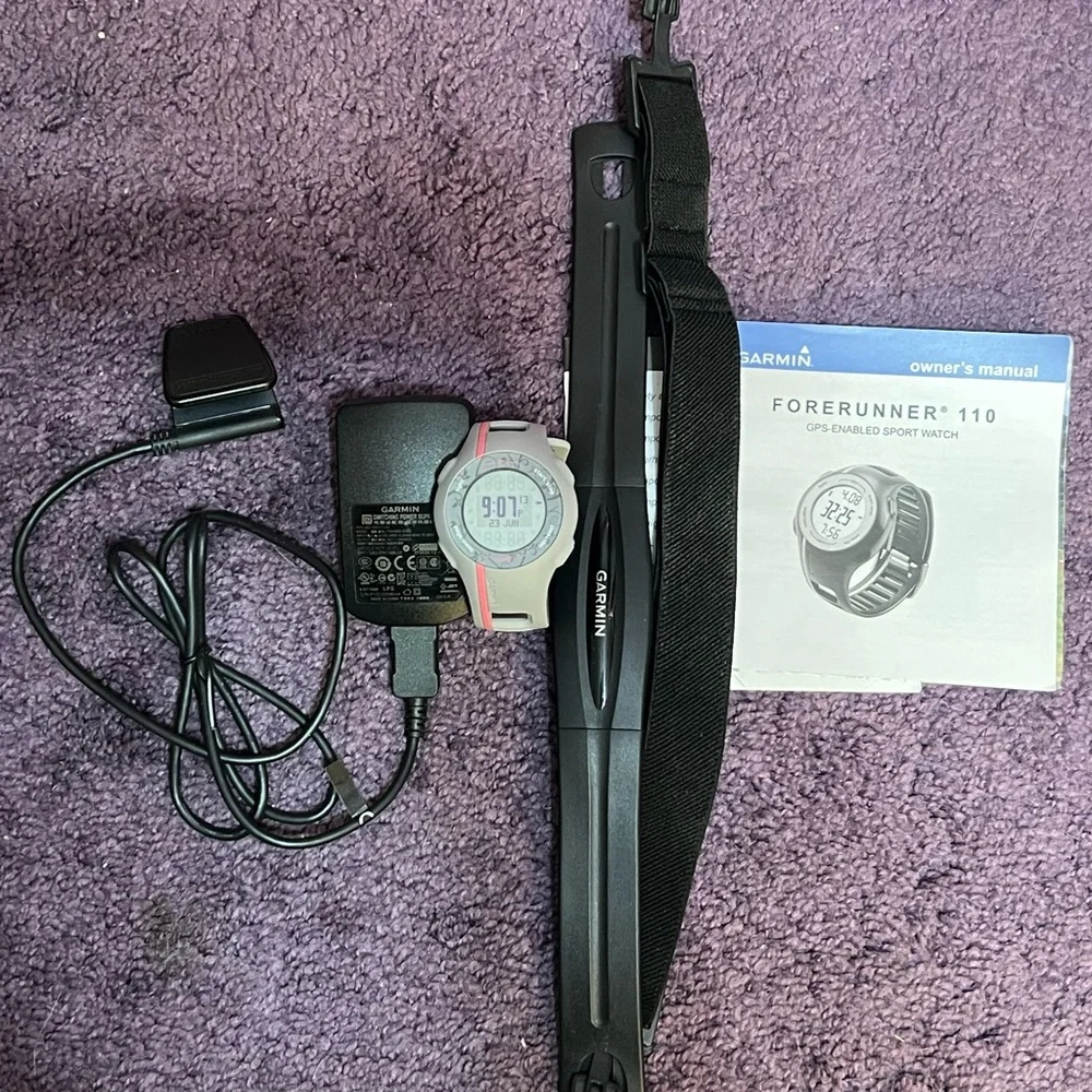 Garmin Forerunner 110 GPS Watch with Charger and HR Monitor Strap